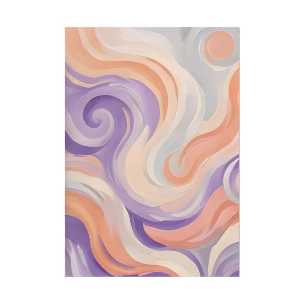 Abstract Swirl Poster - Peach & Lavender Fluid Art Rolled Wall Print
