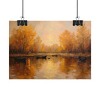 Herfst aan het meer met roeiboten - Poster 