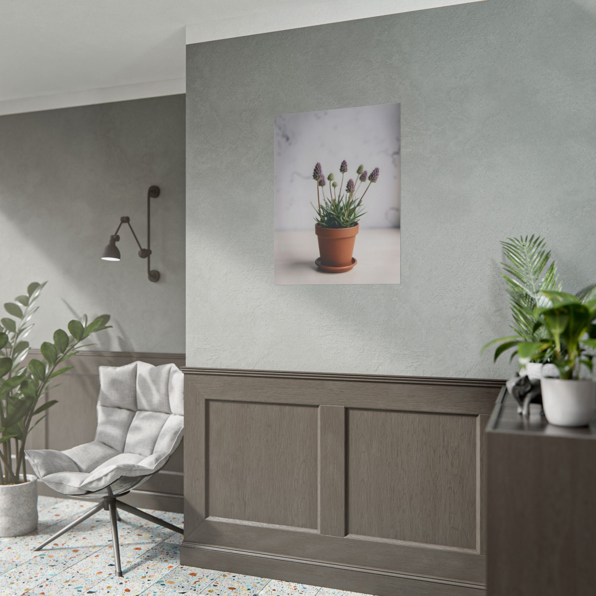Muurdecoratie met alpengras in pot – Poster 