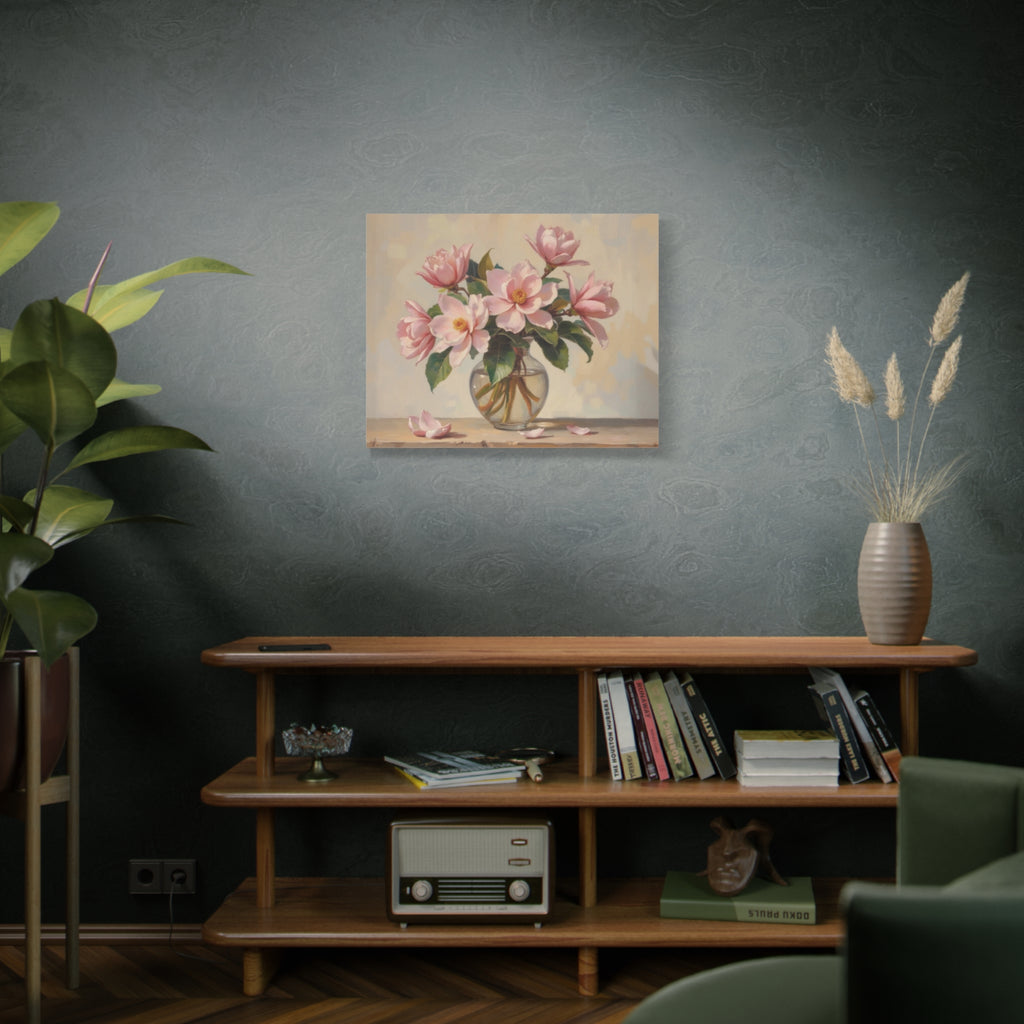 Pink Peonies Bouquet Canvas Wall Art - Stretched Matte Floral Print