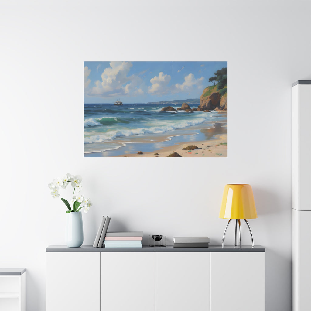 Seaside Beach Canvas Print — Coastal Landscape Matte Stretched Wall Art