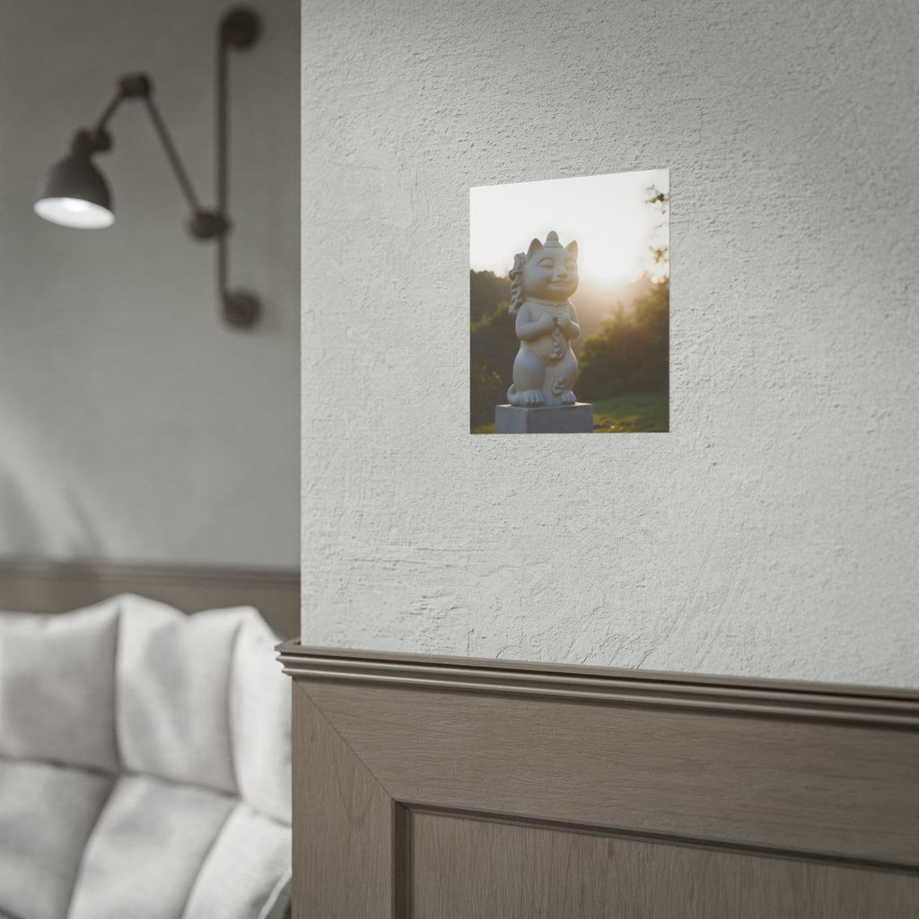 Zonovergoten gelukskat muurdecoratie - Poster 