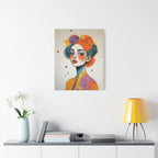 Colorful Portrait Art Canvas - Abstract Geisha Woman Matte Stretched Canvas