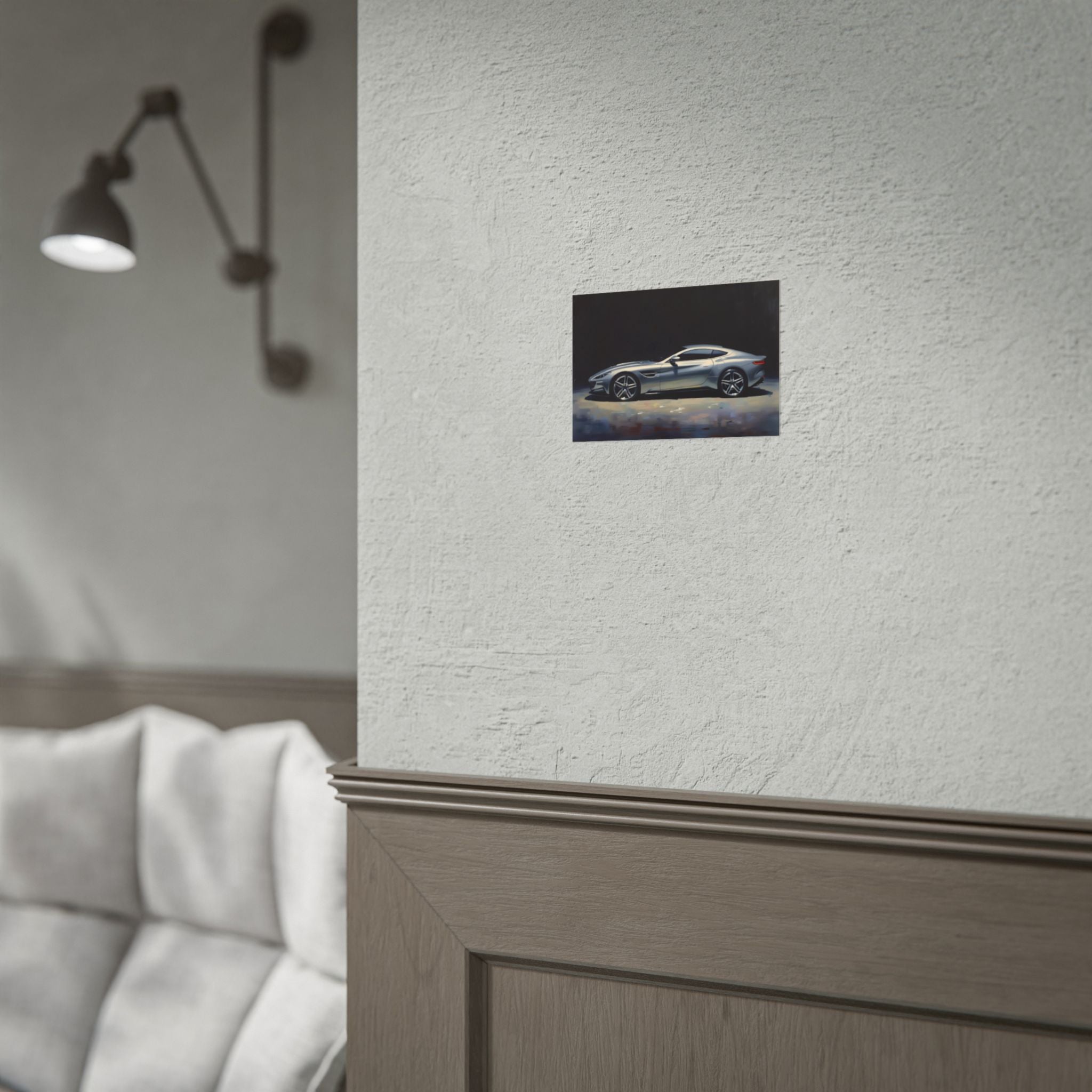 Sports Car Poster - Silver GT Automotive Art Print (Rolled Poster)