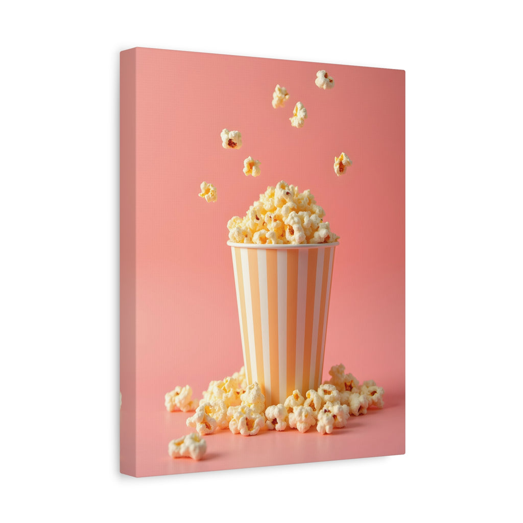 Popcorn met een roze achtergrond Muurdecoratie - Gespannen canvas 