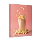 Popcorn met een roze achtergrond Muurdecoratie - Gespannen canvas 
