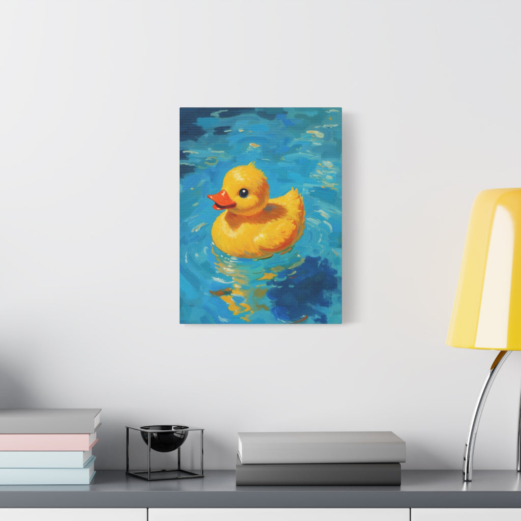 Rubber Duck Painting Canvas — Bright Yellow Nursery Wall Art