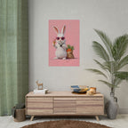 Pink Cute Bunny Poster – Pink Ice Cream Rabbit Wall Art