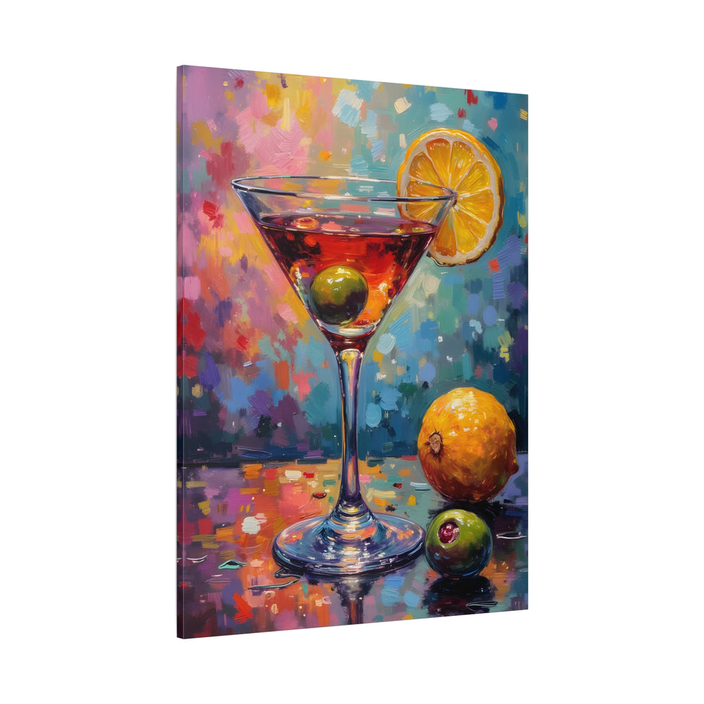 Buntes Martini-Glas-Leinwandbild mit matter Oberfläche - Keilrahmen