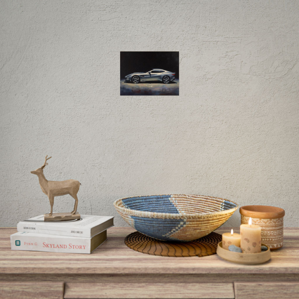 Sports Car Poster - Silver GT Automotive Art Print (Rolled Poster)