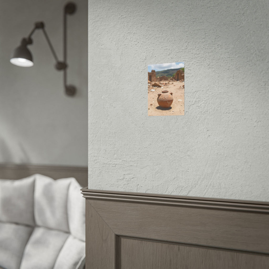 Rustieke terracotta bloempotwoestijnposter - opgerolde fotoafdruk