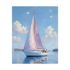 Zeilboot op kalm water met roze accenten - Poster 