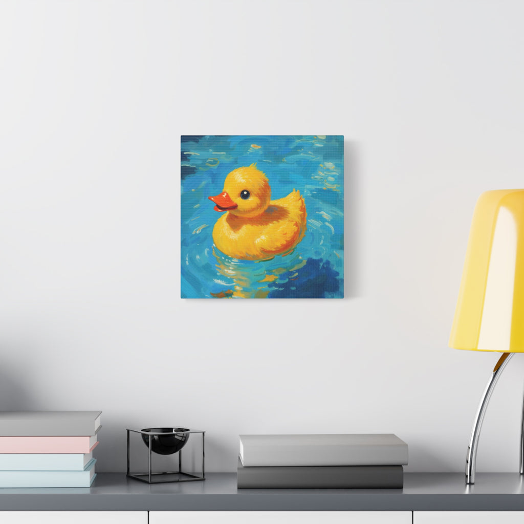 Rubber Duck Painting Canvas — Bright Yellow Nursery Wall Art