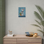 Blue Bunny Poster - Cute Sunglasses Rabbit Rolled Art Print