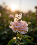 Butterfly on Pink Rose - Digital Design (no physical product will be send)