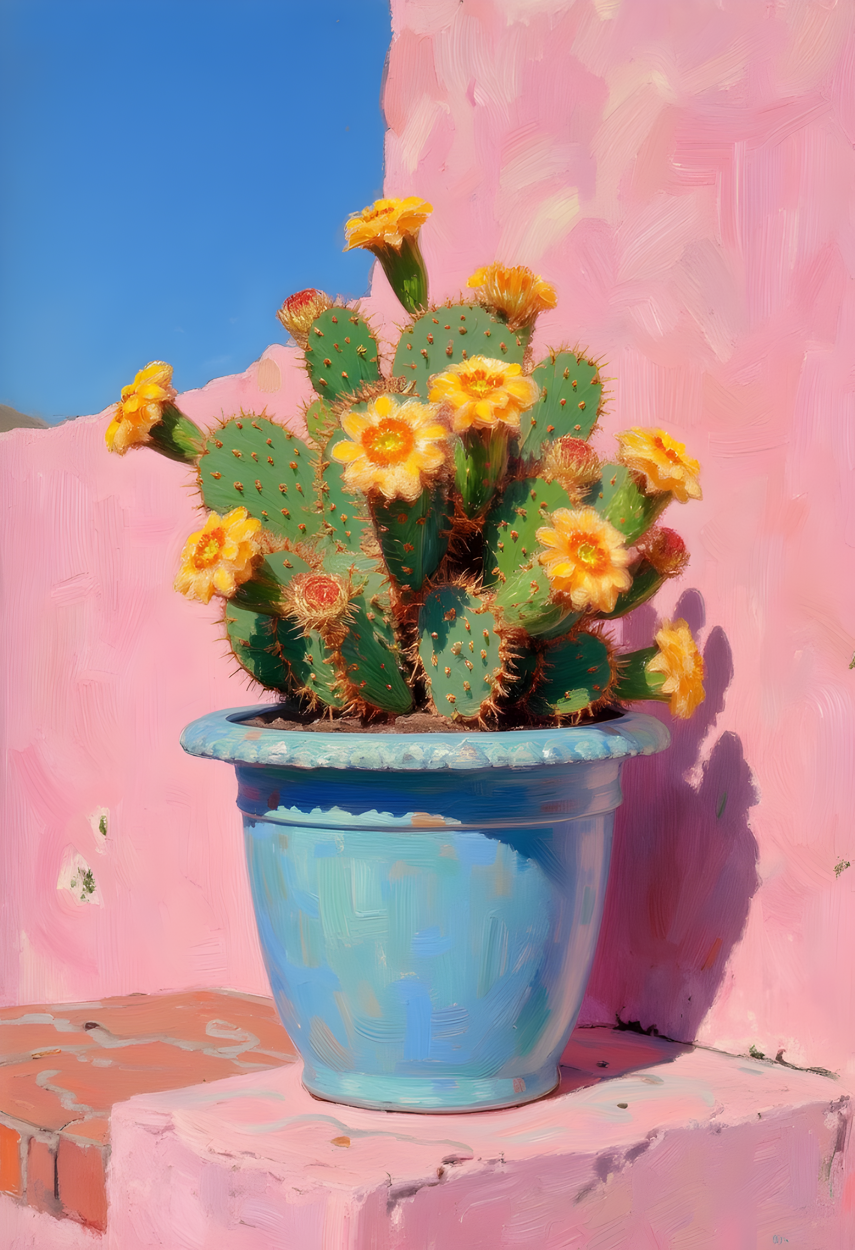 Cactus Pink Wall - Digitaal ontwerp (er wordt geen fysiek product verzonden)