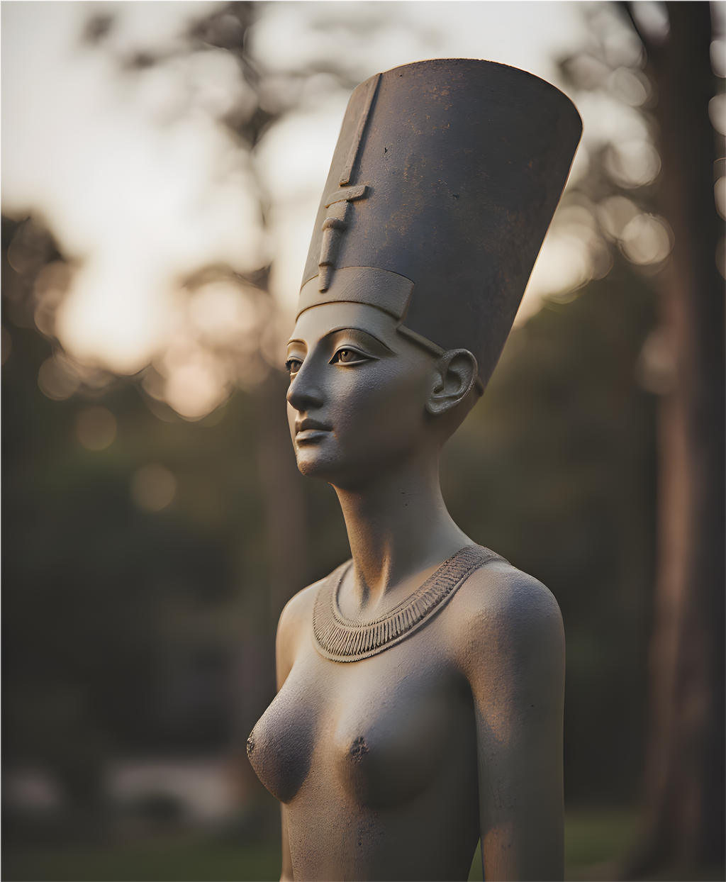 Bronzen standbeeld van Nefertiti - Egyptische beeldhouwkunst - Fotografie - Koningin van Egypte - Digitaal ontwerp (er wordt geen fysiek product verzonden)