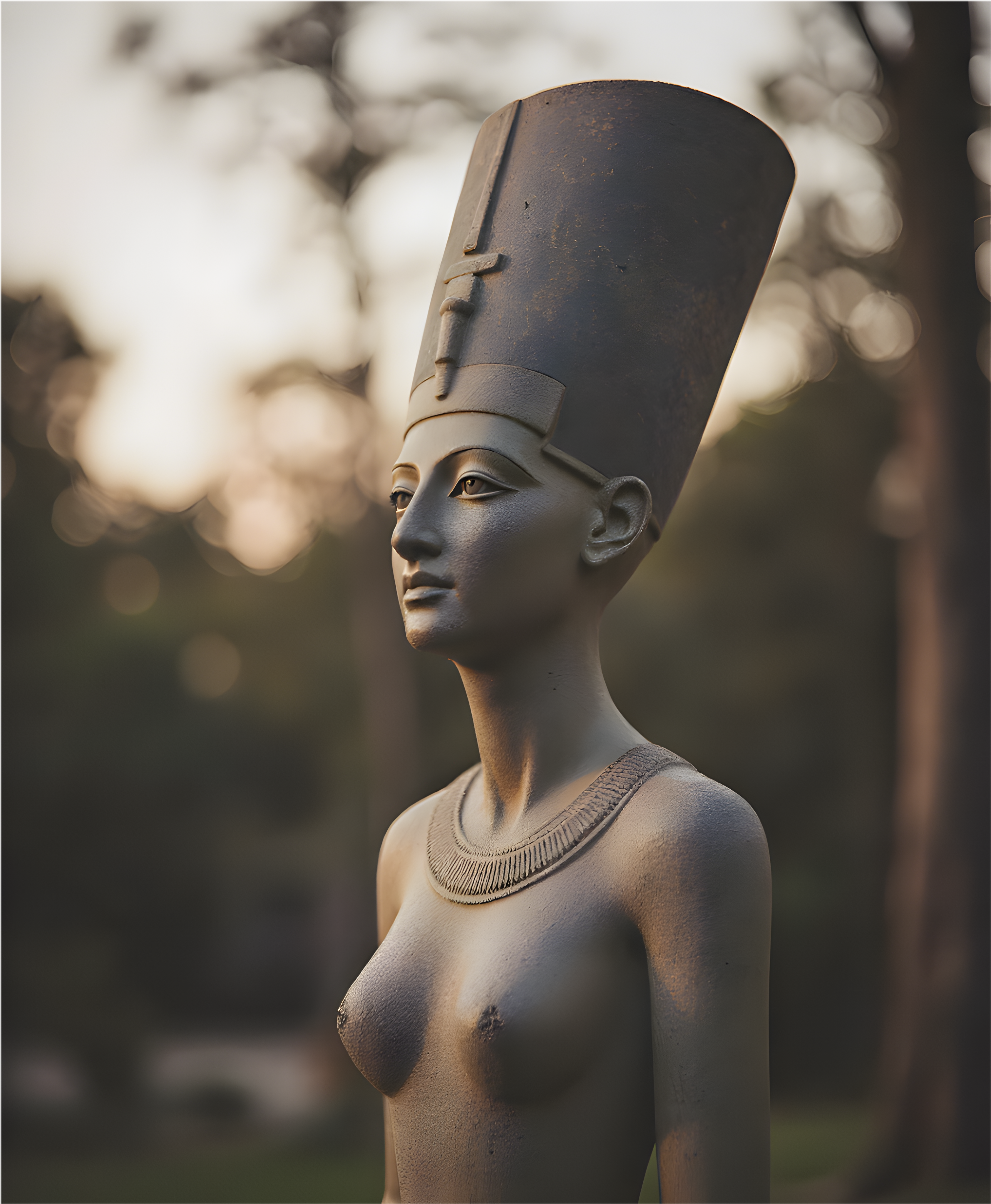Bronzen standbeeld van Nefertiti - Egyptische beeldhouwkunst - Fotografie - Koningin van Egypte - Digitaal ontwerp (er wordt geen fysiek product verzonden)