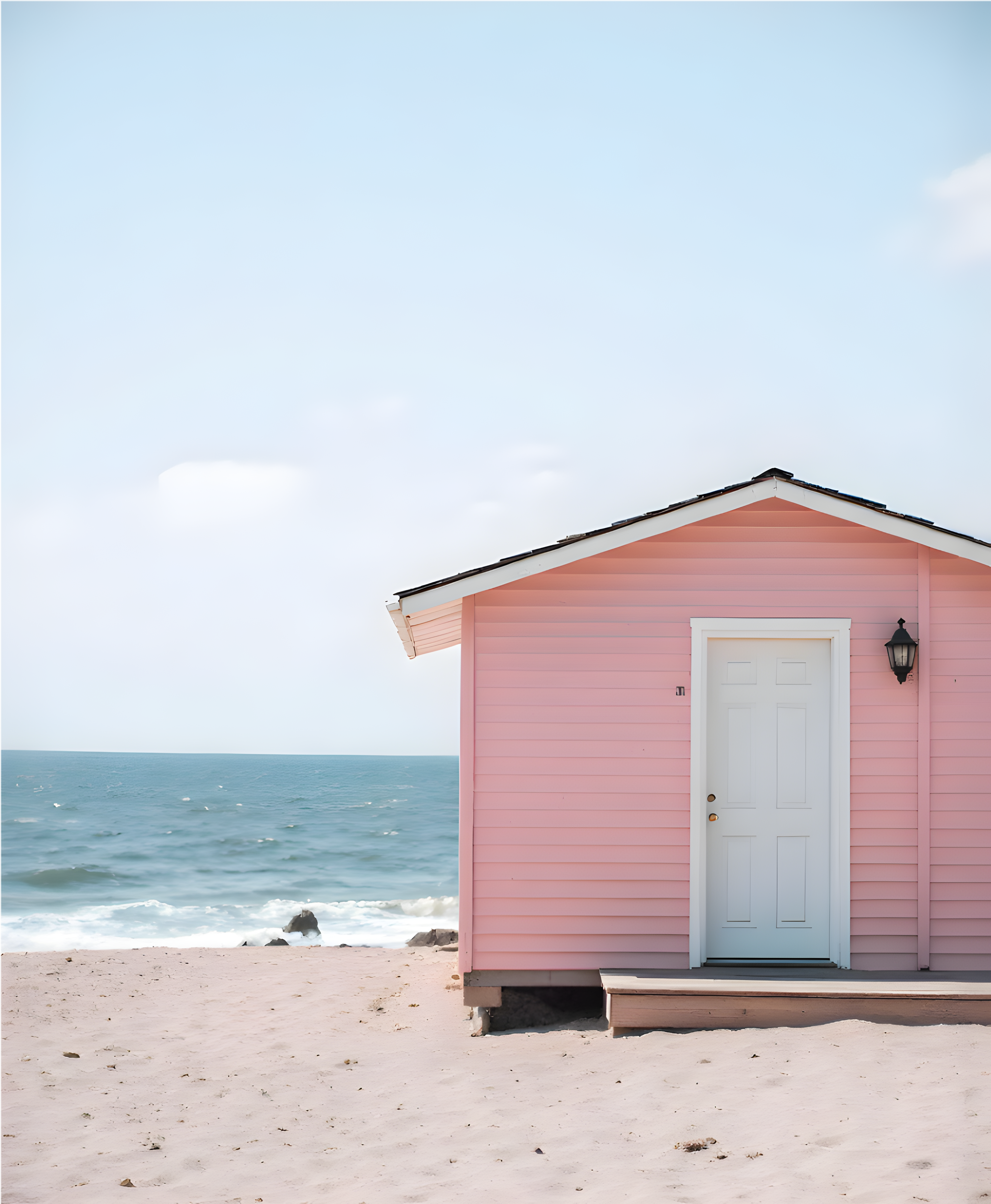 Roze strandhuisje - Digitaal ontwerp (er wordt geen fysiek product verzonden)