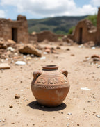 Rustic Terracotta Pot in Ancient Ruins – Earthy Minimalist Landscape Photography Print - Digital Design (no physical product will be send)