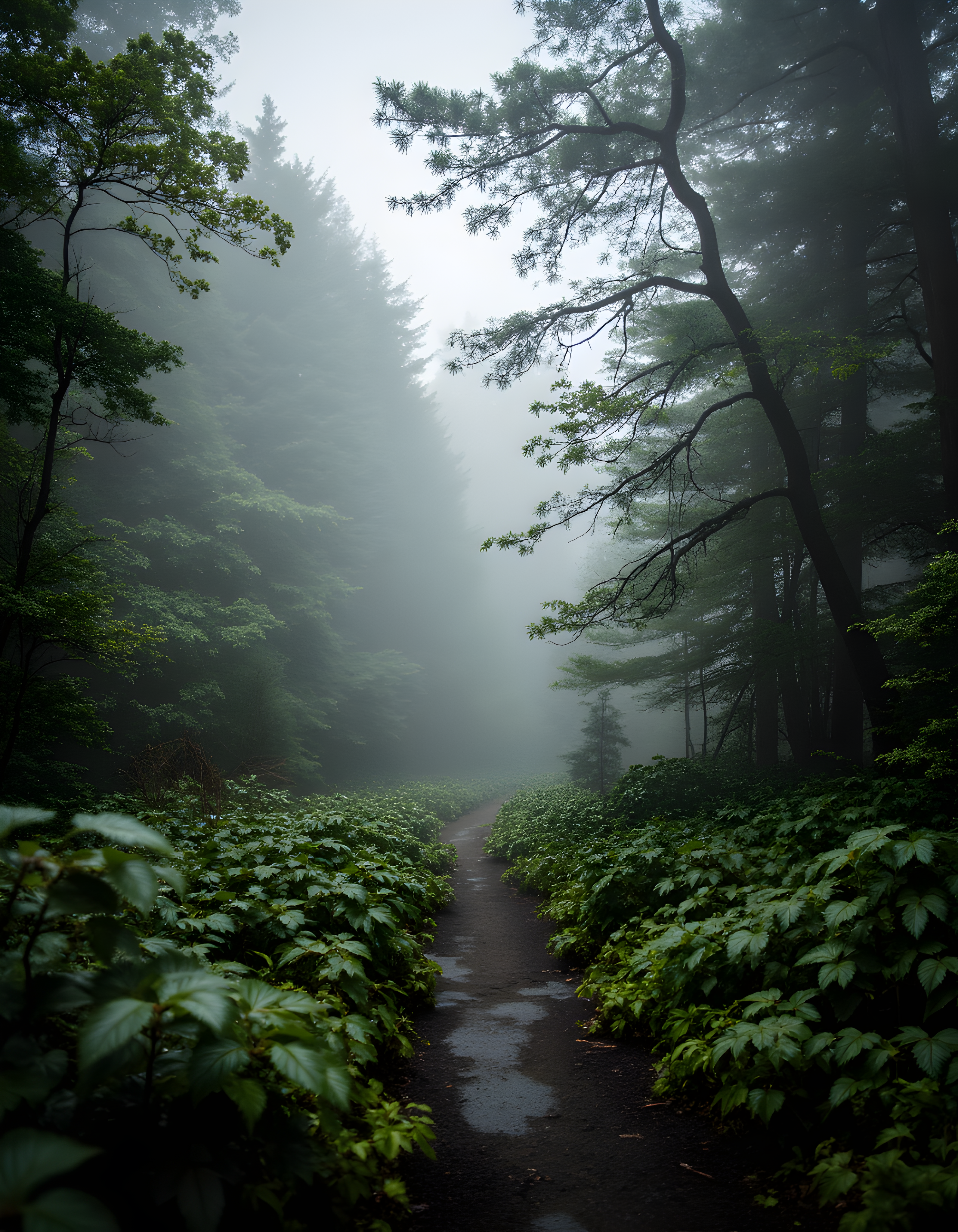 Misty Forest Path Stretched - Digitaal ontwerp (er wordt geen fysiek product verzonden)