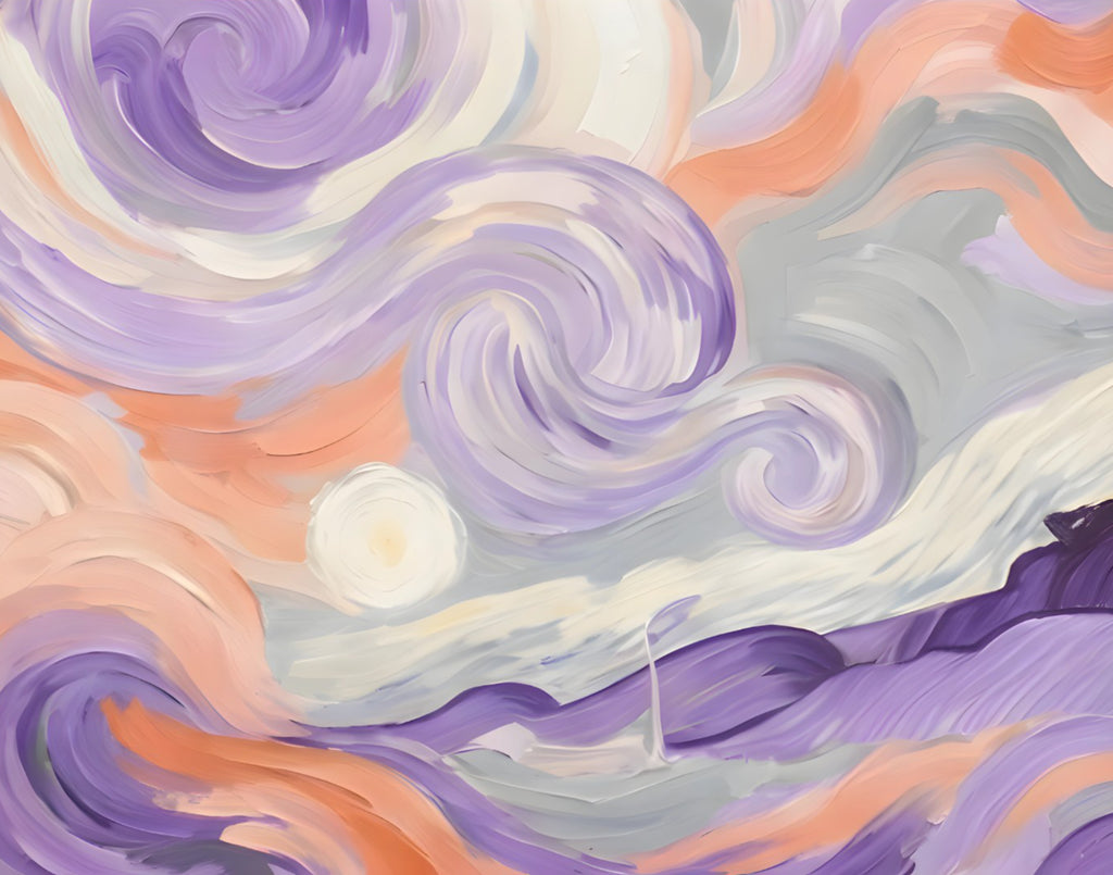 Pastel Swirl Abstract Art Print – Soft Lavender & Peach Impressionist Style Wall Decor - Digital Design (no physical product will be send)