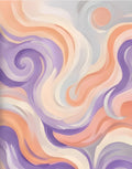 Zachte Pastel Abstracte Krul Kunstprint – Lavendel, Perzik & Crème Moderne Muurdecoratie - Digitaal Ontwerp (geen fysiek product wordt verzonden)