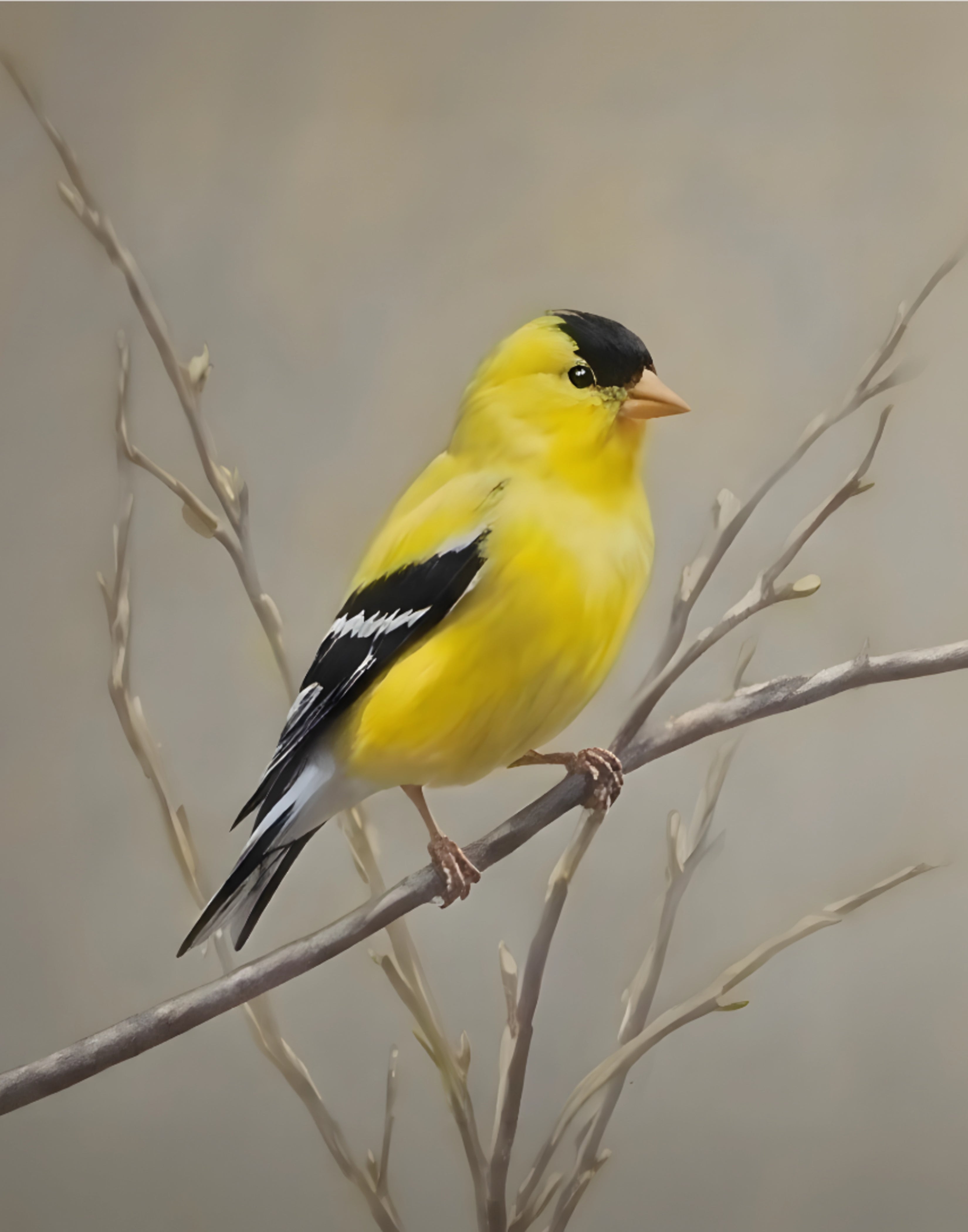 Yellow Goldfinch Bird Art Print, Minimalist Nature Wall Decor - Digital Design (no physical product will be send)